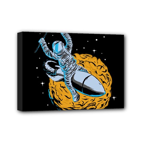 Astronaut Planet Space Science Mini Canvas 7  X 5  (stretched) by Salman4z