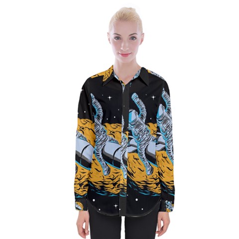 Astronaut Planet Space Science Womens Long Sleeve Shirt by Salman4z