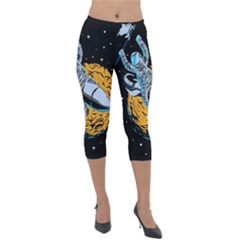 Astronaut Planet Space Science Lightweight Velour Capri Leggings  by Salman4z