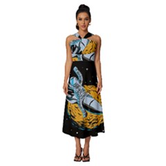 Astronaut Planet Space Science Sleeveless Cross Front Cocktail Midi Chiffon Dress by Salman4z