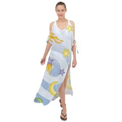 Science Fiction Outer Space Maxi Chiffon Cover Up Dress by Salman4z