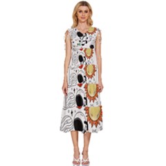 Astronaut Drawing Planet V-neck Drawstring Shoulder Sleeveless Maxi Dress by Salman4z