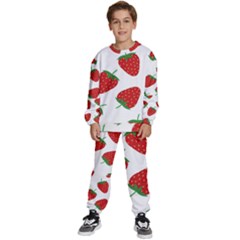 Seamless Pattern Fresh Strawberry Kids  Sweatshirt Set by Salman4z