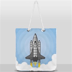 Rocket Shuttle Spaceship Science Full Print Rope Handle Tote (large) by Salman4z