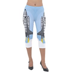 Rocket Shuttle Spaceship Science Lightweight Velour Capri Leggings  by Salman4z