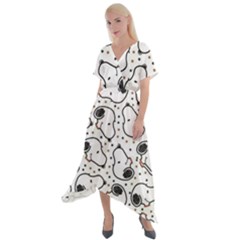 Dog Pattern Cross Front Sharkbite Hem Maxi Dress by Salman4z