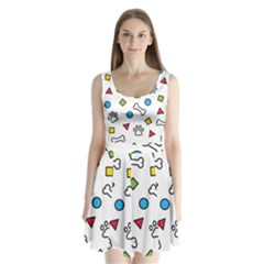 Dog Paw Seamless Pattern Footprint Bone Split Back Mini Dress  by Salman4z