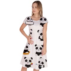 Playing Panda Cartoon Classic Short Sleeve Dress by Salman4z