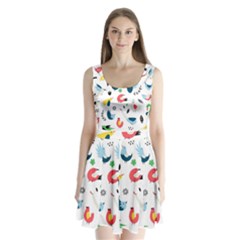 Vector Set Isolates With Cute Birds Scandinavian Style Split Back Mini Dress  by Salman4z