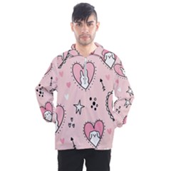 Cartoon Cute Valentines Day Doodle Heart Love Flower Seamless Pattern Vector Men s Half Zip Pullover by Salman4z