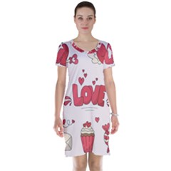 Hand Drawn Valentines Day Element Collection Short Sleeve Nightdress by Salman4z