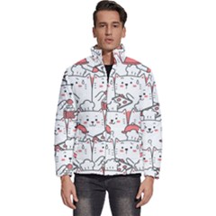 Cute Cat Chef Cooking Seamless Pattern Cartoon Men s Puffer Bubble Jacket Coat by Salman4z