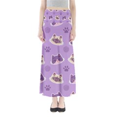 Cute Colorful Cat Kitten With Paw Yarn Ball Seamless Pattern Full Length Maxi Skirt by Salman4z