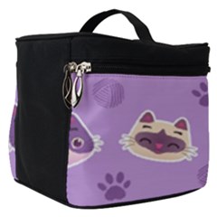 Cute Colorful Cat Kitten With Paw Yarn Ball Seamless Pattern Make Up Travel Bag (small) by Salman4z