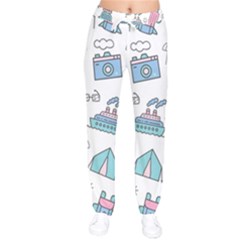 Transportation Seamless Pattern Women Velvet Drawstring Pants by Salman4z