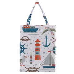 Nautical Elements Pattern Background Classic Tote Bag by Salman4z