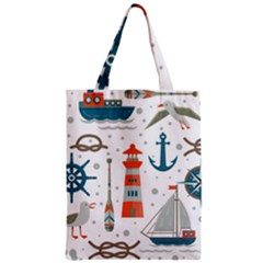 Nautical Elements Pattern Background Zipper Classic Tote Bag by Salman4z