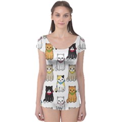 Cat Kitten Seamless Pattern Boyleg Leotard  by Salman4z