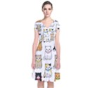 Cat Kitten Seamless Pattern Short Sleeve Front Wrap Dress View1