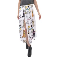 Cat Kitten Seamless Pattern Velour Split Maxi Skirt by Salman4z