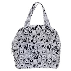 Seamless-pattern-with-black-white-doodle-dogs Boxy Hand Bag by Salman4z