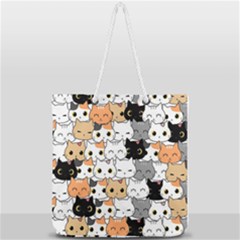 Cute-cat-kitten-cartoon-doodle-seamless-pattern Full Print Rope Handle Tote (large) by Salman4z