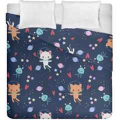 Cute-astronaut-cat-with-star-galaxy-elements-seamless-pattern Duvet Cover Double Side (king Size) by Salman4z