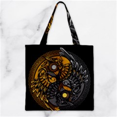 Yin-yang-owl-doodle-ornament-illustration Zipper Grocery Tote Bag by Salman4z