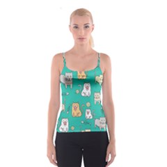 Seamless-pattern-cute-cat-cartoon-with-hand-drawn-style Spaghetti Strap Top by Salman4z