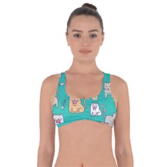 Seamless-pattern-cute-cat-cartoon-with-hand-drawn-style Got No Strings Sports Bra by Salman4z