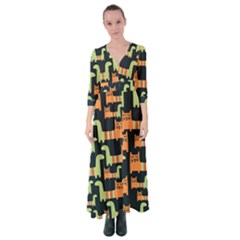 Seamless-pattern-with-cats Button Up Maxi Dress by Salman4z