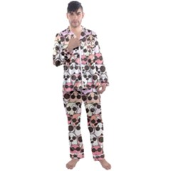 Cute-dog-seamless-pattern-background Men s Long Sleeve Satin Pajamas Set by Salman4z