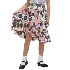 Cute-dog-seamless-pattern-background Kids  Ruffle Flared Wrap Midi Skirt by Salman4z