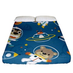 Seamless-pattern-funny-astronaut-outer-space-transportation Fitted Sheet (king Size) by Salman4z