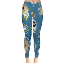 Seamless-pattern-funny-astronaut-outer-space-transportation Inside Out Leggings by Salman4z