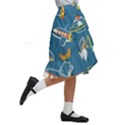 Seamless-pattern-funny-astronaut-outer-space-transportation Kids  Ruffle Flared Wrap Midi Skirt View3