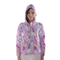 Beautiful-cute-animals-pattern-pink Women s Hooded Windbreaker by Salman4z