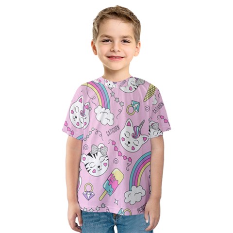 Beautiful-cute-animals-pattern-pink Kids  Sport Mesh Tee by Salman4z