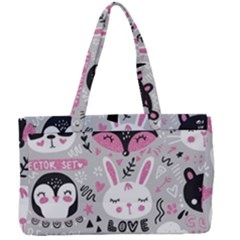 Big-set-with-cute-cartoon-animals-bear-panda-bunny-penguin-cat-fox Canvas Work Bag by Salman4z