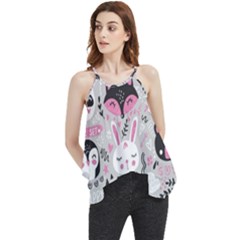 Big-set-with-cute-cartoon-animals-bear-panda-bunny-penguin-cat-fox Flowy Camisole Tank Top by Salman4z