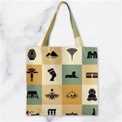 Egyptian-flat-style-icons Zipper Grocery Tote Bag by Salman4z