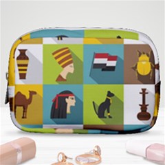 Egypt-travel-items-icons-set-flat-style Make Up Pouch (small) by Salman4z