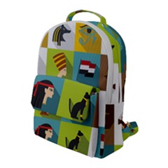 Egypt-travel-items-icons-set-flat-style Flap Pocket Backpack (large) by Salman4z