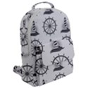 Marine Nautical Seamless Pattern With Vintage Lighthouse Wheel Flap Pocket Backpack (Large) View2