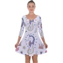 Seamless-pattern-cute-unicorn-cartoon-hand-drawn Quarter Sleeve Skater Dress View1