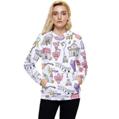 Fantasy-things-doodle-style-vector-illustration Women s Lightweight Drawstring Hoodie by Salman4z