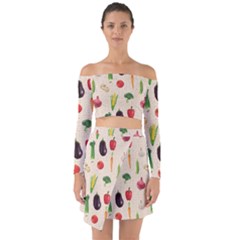 Vegetables Off Shoulder Top With Skirt Set by SychEva