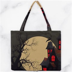 Halloween Moon Haunted House Full Moon Dead Tree Mini Tote Bag by Ravend