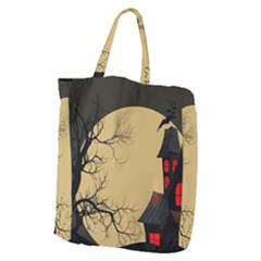 Halloween Moon Haunted House Full Moon Dead Tree Giant Grocery Tote by Ravend