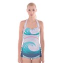 Tidal Wave Ocean Sea Tsunami Wave Minimalist Boyleg Halter Swimsuit  View1